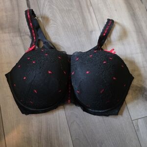Cacique Black and Red Lace Bra